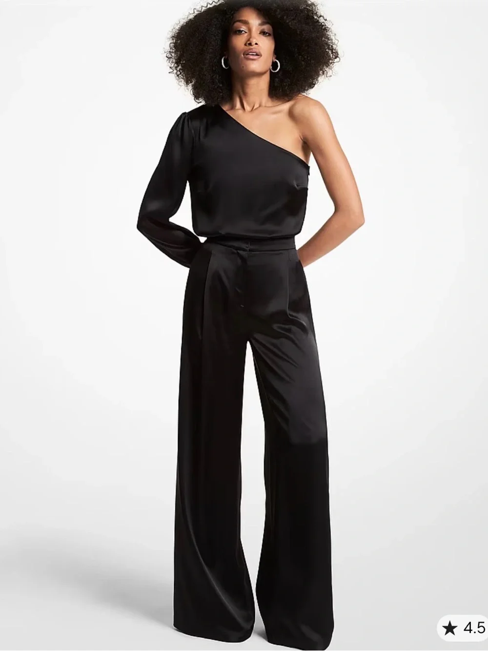 MICHAEL Michael Kors Black Satin Wide-Leg Pant - Picture 1 of 4